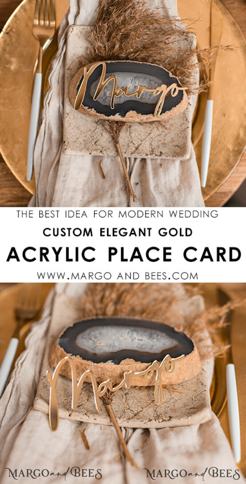 Custom Gold Acrylic Place Cards – Engraved Luxury Name Tags for Wedding Guests & Elegant Seating Table Decor-2