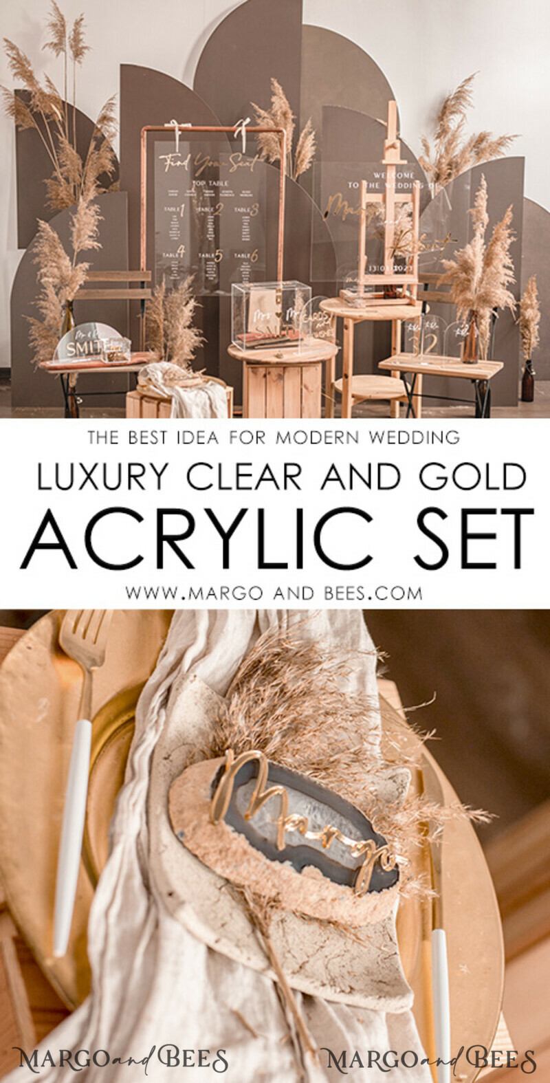 Custom Gold Acrylic Place Cards – Engraved Luxury Name Tags for Wedding Guests & Elegant Seating Table Decor-5