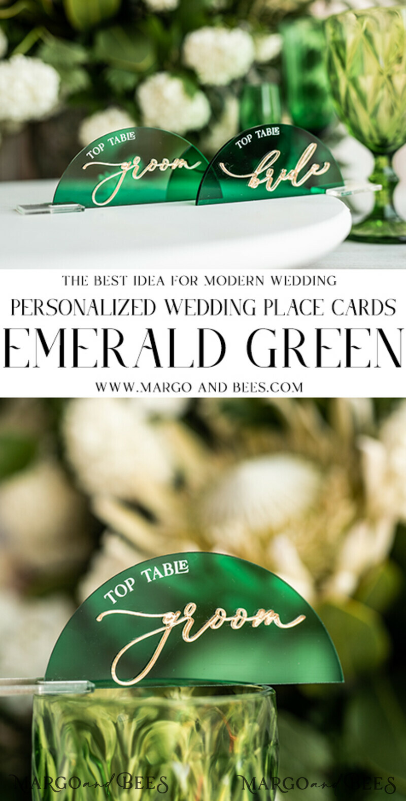 Modern Arch Green Acrylic Place Card with Stand, Premium Wedding Seat Cards, Green Acrylic Name Card-2