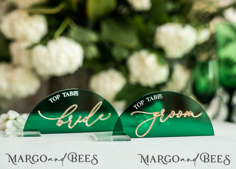 Modern Arch Green Acrylic Place Card with Stand, Premium Wedding Seat Cards, Green Acrylic Name Card-3