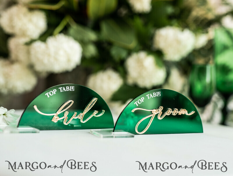 Modern Arch Green Acrylic Place Card with Stand, Premium Wedding Seat Cards, Green Acrylic Name Card-4