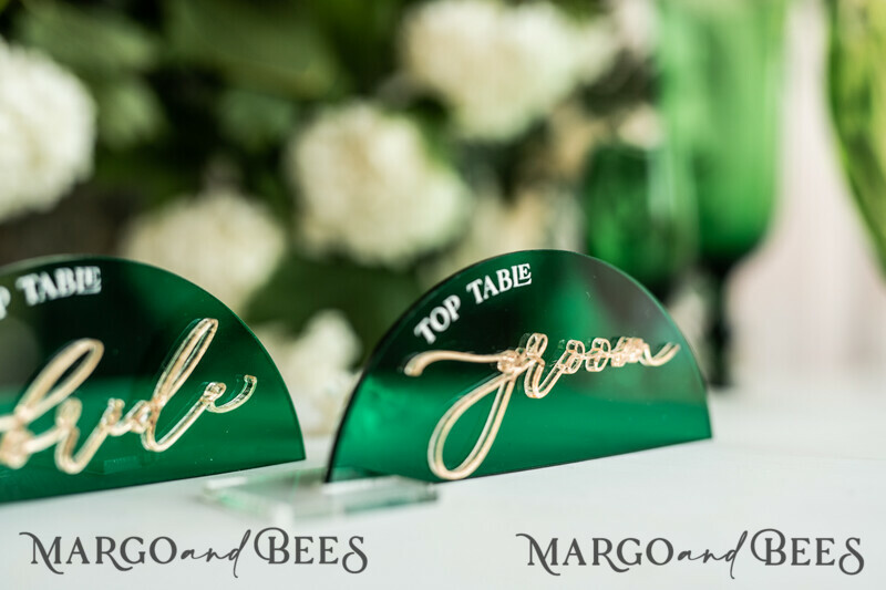 Modern Arch Green Acrylic Place Card with Stand, Premium Wedding Seat Cards, Green Acrylic Name Card-5