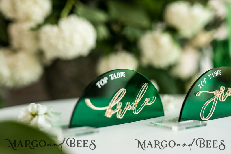 Modern Arch Green Acrylic Place Card with Stand, Premium Wedding Seat Cards, Green Acrylic Name Card-6