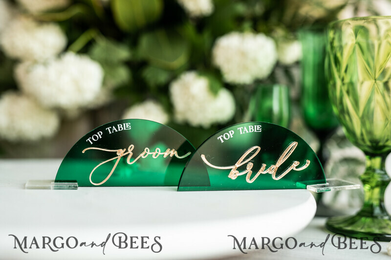 Modern Arch Green Acrylic Place Card with Stand, Premium Wedding Seat Cards, Green Acrylic Name Card-8
