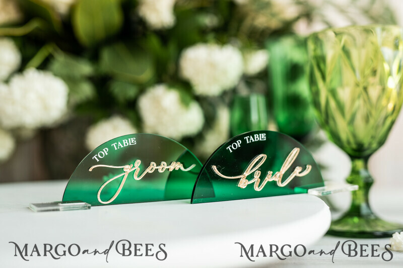 Modern Arch Green Acrylic Place Card with Stand, Premium Wedding Seat Cards, Green Acrylic Name Card-9