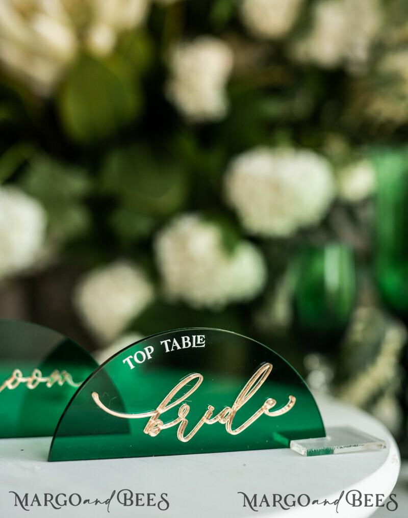 Modern Arch Green Acrylic Place Card with Stand, Premium Wedding Seat Cards, Green Acrylic Name Card-10
