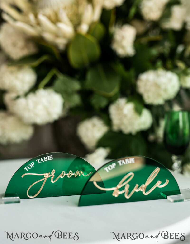 Modern Arch Green Acrylic Place Card with Stand, Premium Wedding Seat Cards, Green Acrylic Name Card-11