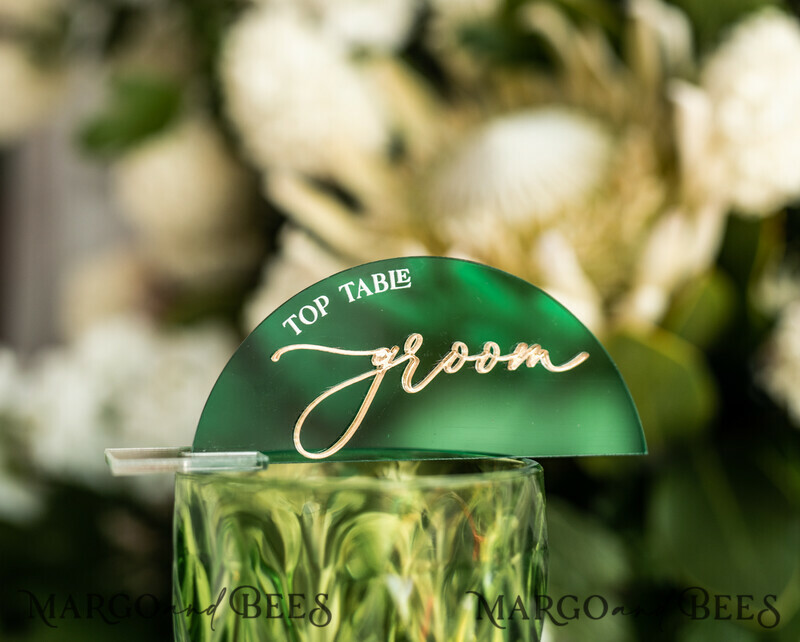 Modern Arch Green Acrylic Place Card with Stand, Premium Wedding Seat Cards, Green Acrylic Name Card-14
