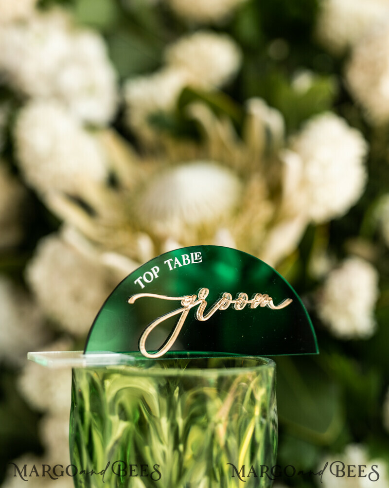Modern Arch Green Acrylic Place Card with Stand, Premium Wedding Seat Cards, Green Acrylic Name Card-15