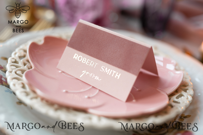 Personalized Elegant velvet  Place card, blush pink Luxurious Seating Cards, Escort Cards-0