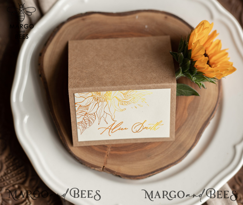 custom wording shiny gold wedding place card  -1