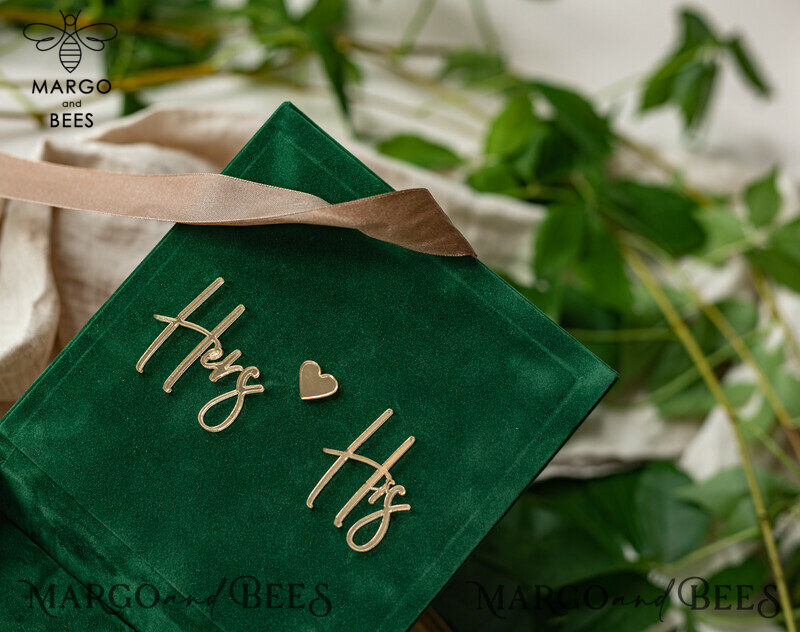Green Golden Velvet Wedding Ring Box for Ceremony: Luxury Velvet Ring Box Double Custom Colors-12