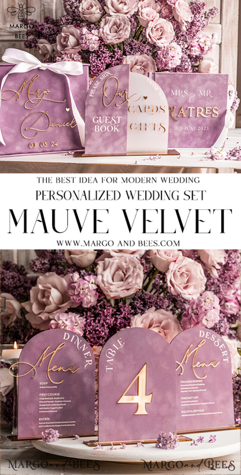 Luxury Blush Pink Golden Velvet Wedding Ring Box for Ceremony: Customizable Boho Glam Box for 3 Rings-7