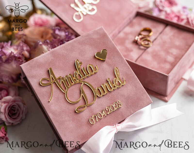 Personalised wedding Ring Pillow • Glamour Ring Bearer Pillow • Custom Glamour Ring Bearer-9