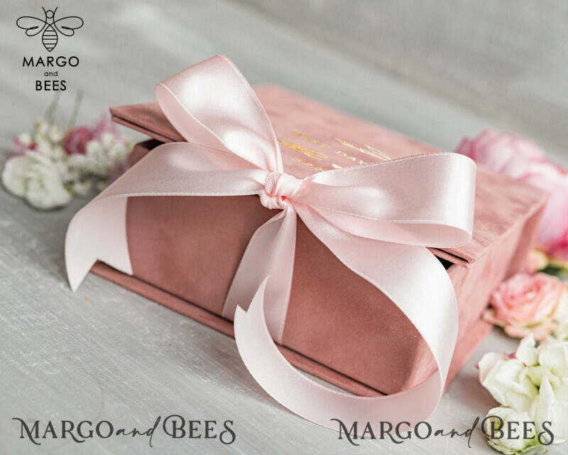 Luxury Velvet Wedding rings Box, Elegant Wedding Box velvet blush Pink, Delicate And Handmade Wedding rings Box-8