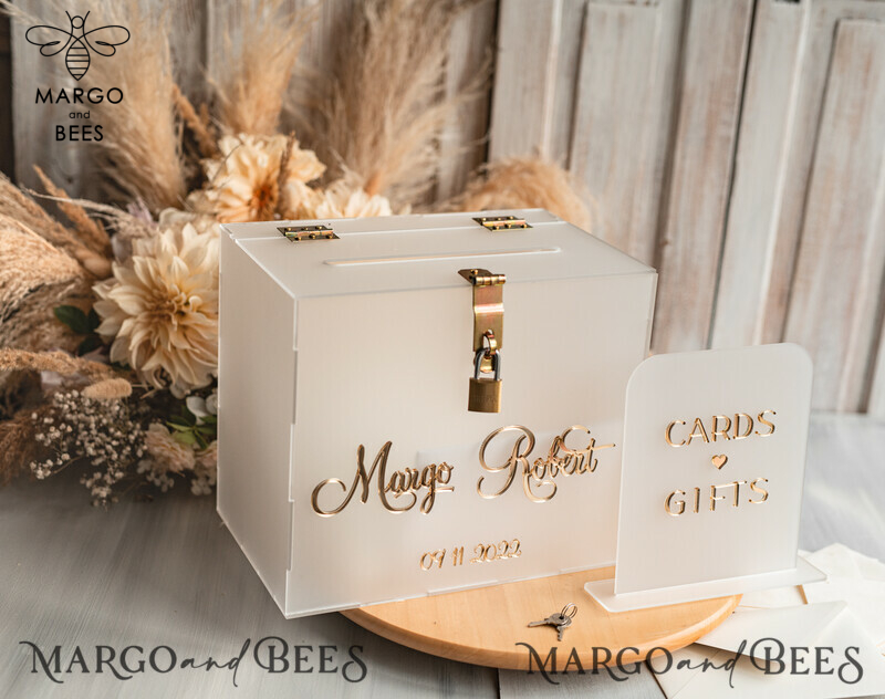 Elegant Frozen Wedding Set: Acrylic Card Box with Lock and Sign Cards & Gifts-17