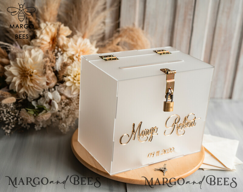 Elegant Frozen Wedding Set: Acrylic Card Box with Lock and Sign Cards & Gifts-6