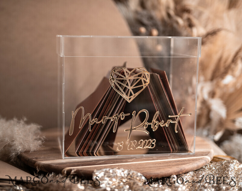 Modern geometric heart Clear wedding wishing well acrylic money gift card box, Personalized Wedding Card Box, Acrylic Card Box-4