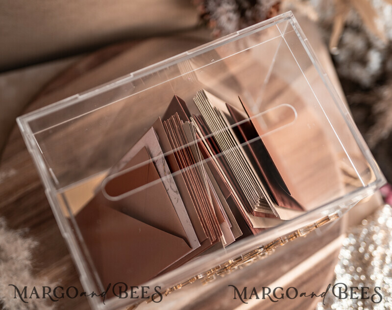 Modern geometric heart Clear wedding wishing well acrylic money gift card box, Personalized Wedding Card Box, Acrylic Card Box-3
