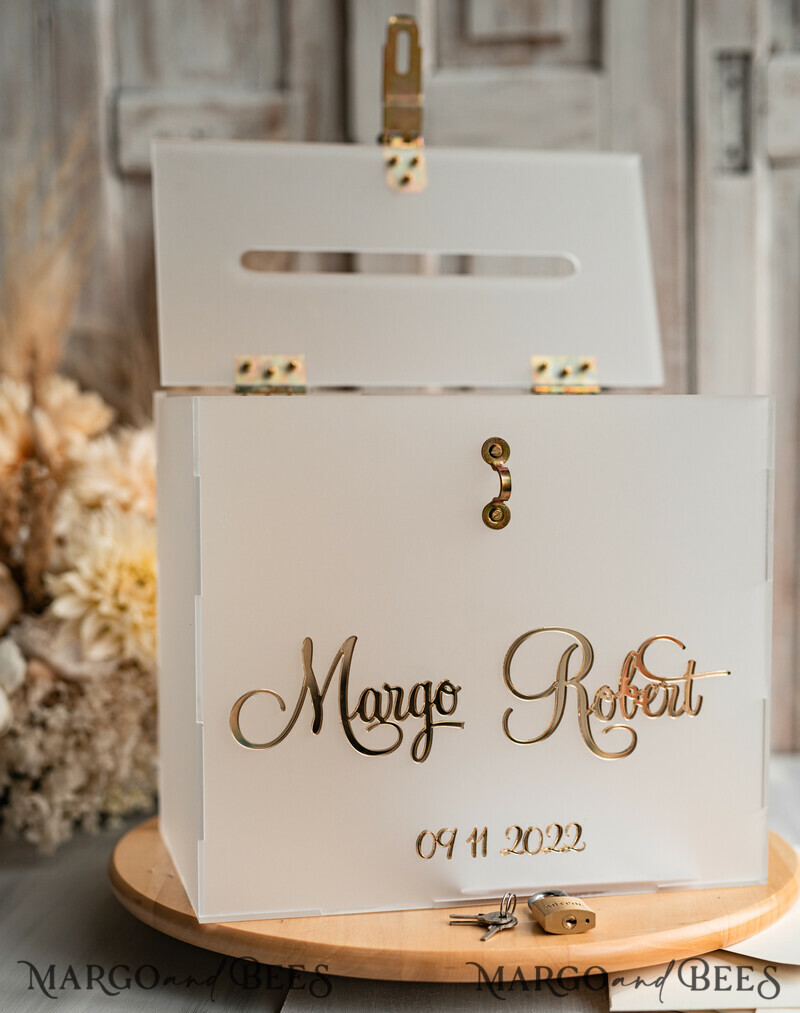 Frozen wedding wishing well acrylic money gift card box, Personalized Wedding Card Box, Acrylic Card Box-6