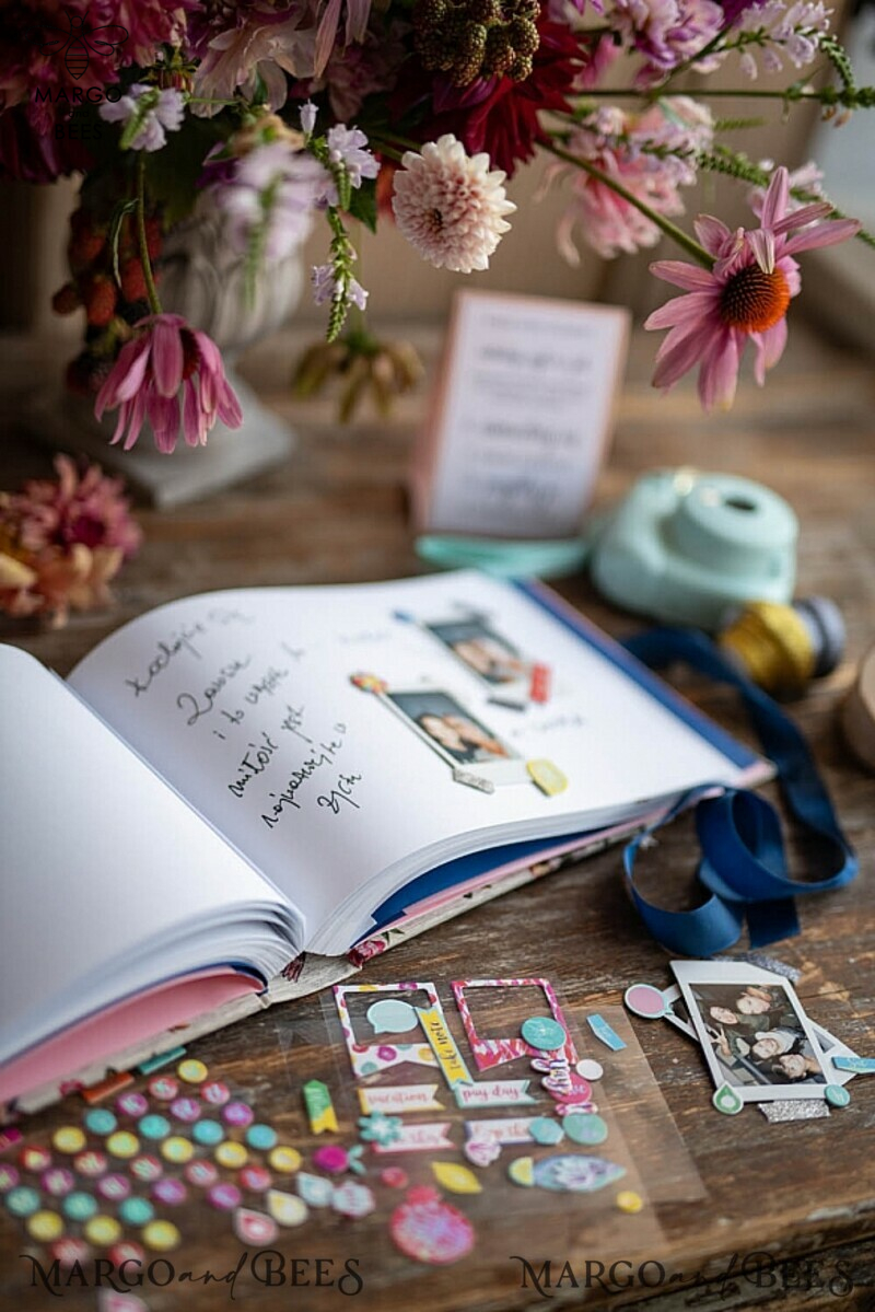 Luxury Wedding GuestBook, Vintagw Personalized Wedding Album • Wedding Peach  Photo Booth Book-9