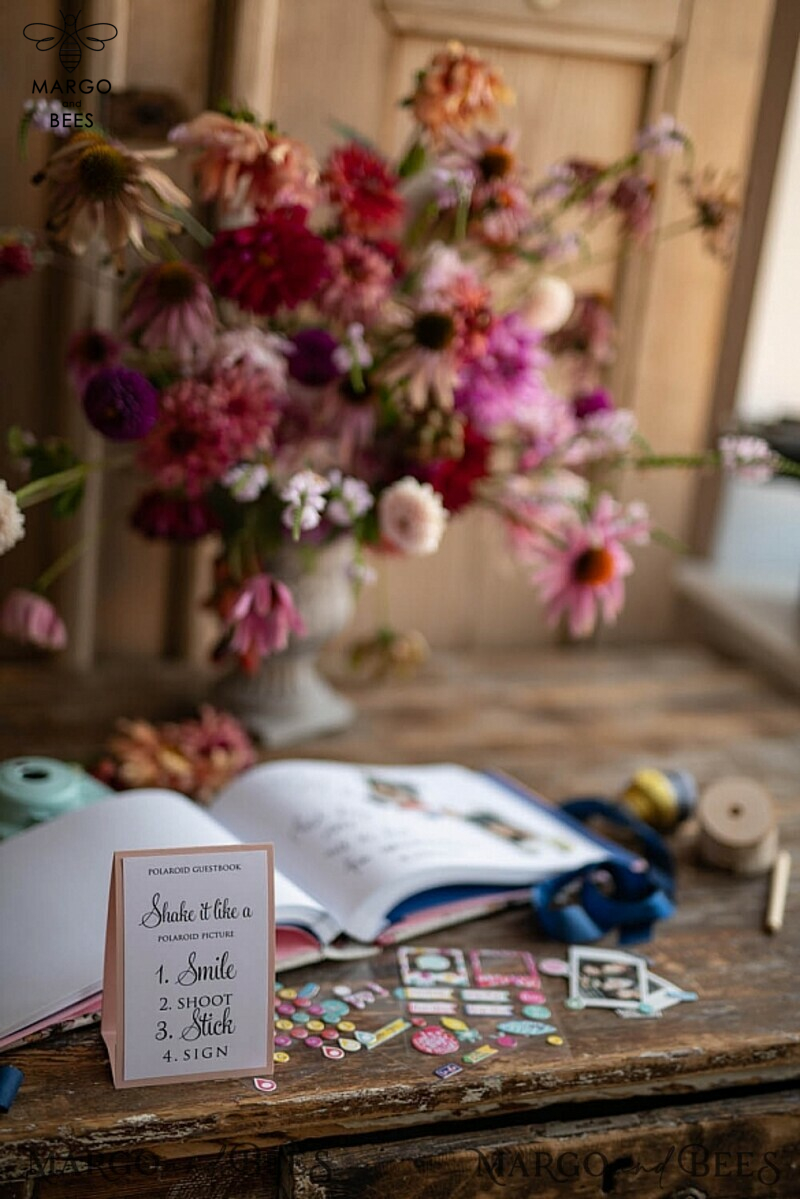 Luxury Wedding GuestBook, Vintagw Personalized Wedding Album • Wedding Peach  Photo Booth Book-10