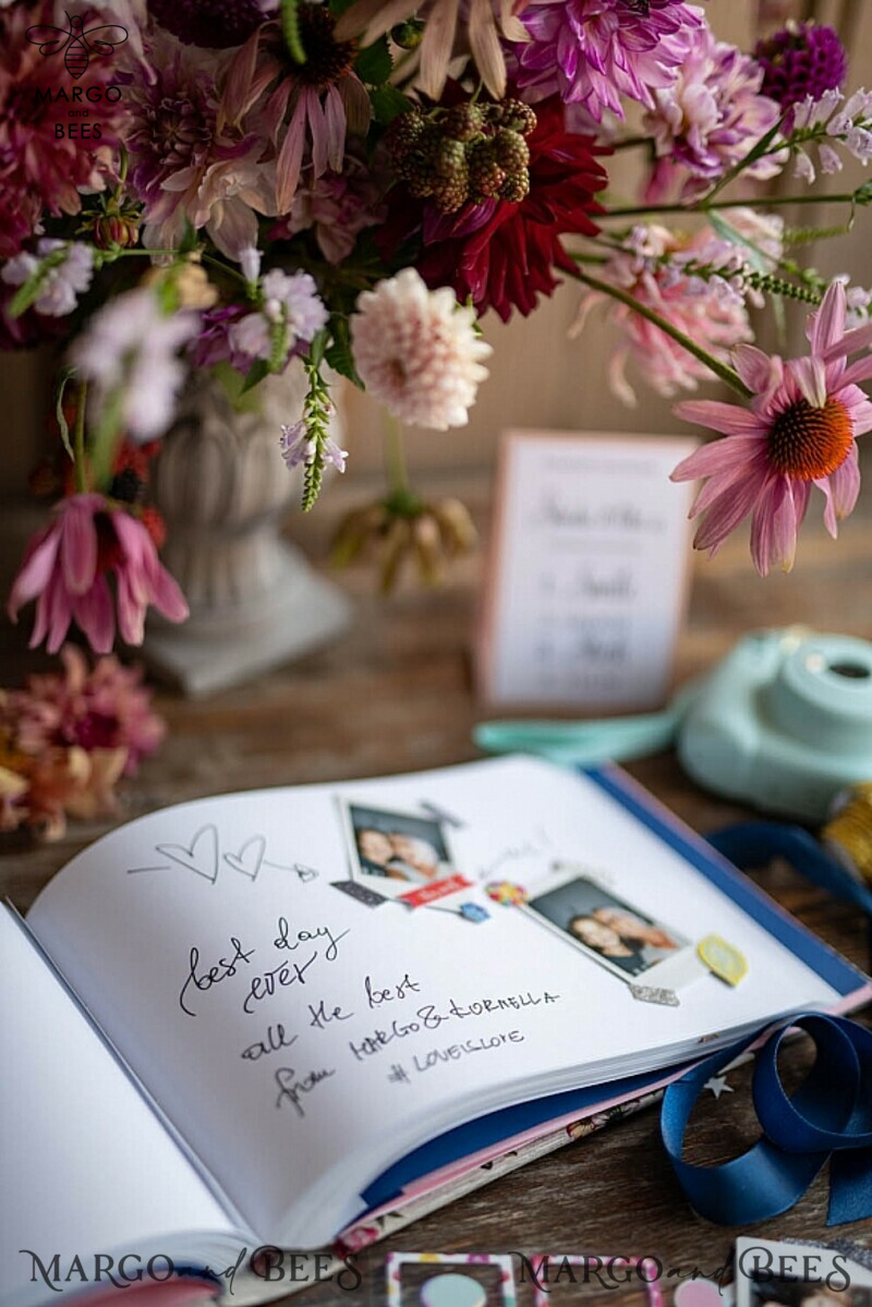 Luxury Wedding GuestBook, Vintagw Personalized Wedding Album • Wedding Peach  Photo Booth Book-11