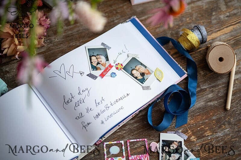 Luxury Wedding GuestBook, Vintagw Personalized Wedding Album • Wedding Peach  Photo Booth Book-6