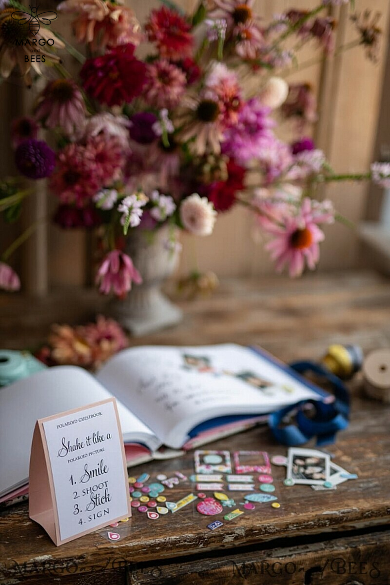 Luxury Wedding GuestBook, Vintagw Personalized Wedding Album • Wedding Peach  Photo Booth Book-7