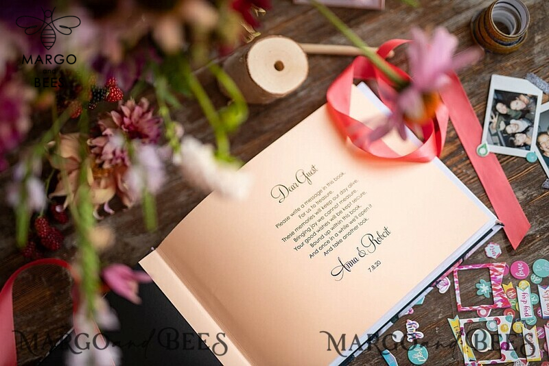Presonalised Wedding Guest Book, Velvet Personalized Wedding Album Photo Booth Book-3