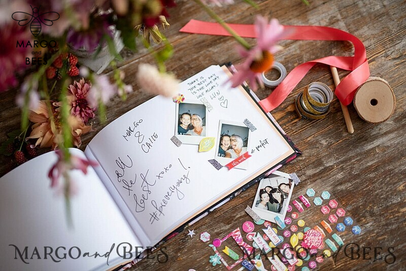 Presonalised Wedding Guest Book, Velvet Personalized Wedding Album Photo Booth Book-6