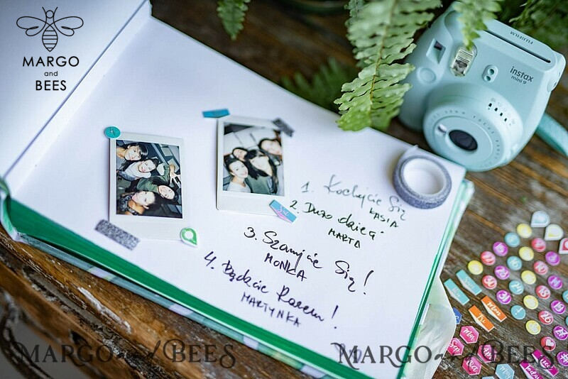 Green Wedding Guest Book,Greenery Monstera  Instant Photo Book Instax • Fern Boho Wedding Photo Guestbook-13