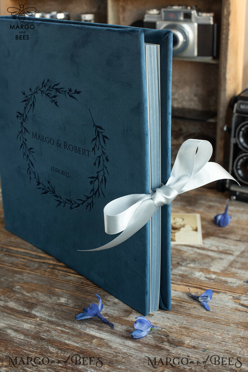 Presonalised Wedding Guest Book, Velvet Personalized Wedding Album Photo Booth Book-4