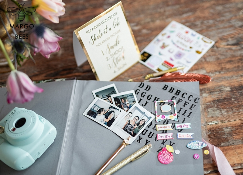 Presonalised Wedding Guest Book, Velvet Personalized Wedding Album •  Vintage Flowers Photo Booth Book-11