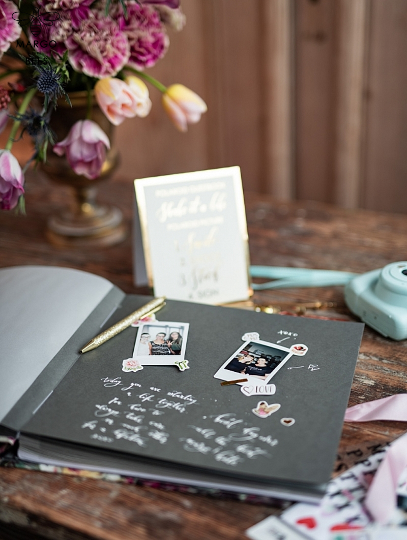 Presonalised Wedding Guest Book, Velvet Personalized Wedding Album •  Vintage Flowers Photo Booth Book-15