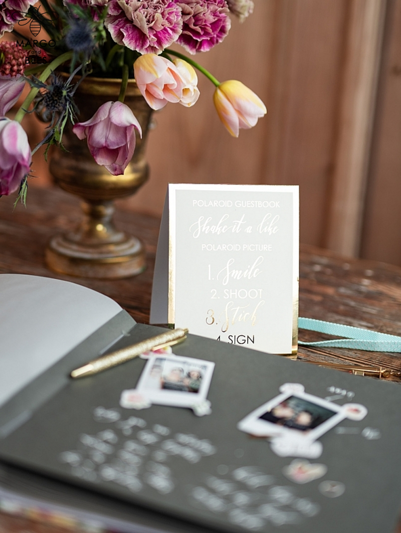 Presonalised Wedding Guest Book, Velvet Personalized Wedding Album •  Vintage Flowers Photo Booth Book-16