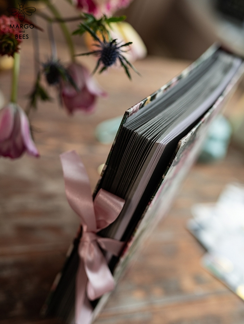 Presonalised Wedding Guest Book, Velvet Personalized Wedding Album •  Vintage Flowers Photo Booth Book-18