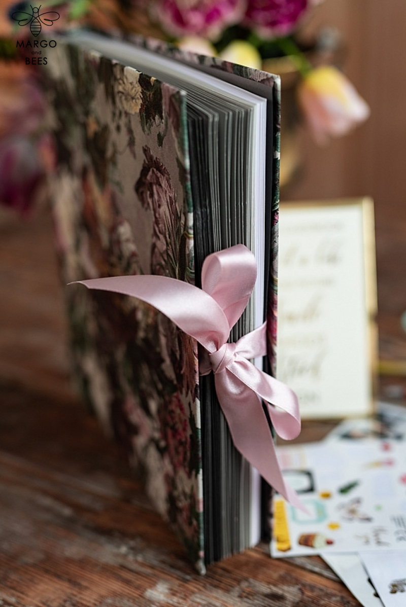 Presonalised Wedding Guest Book, Velvet Personalized Wedding Album •  Vintage Flowers Photo Booth Book-25