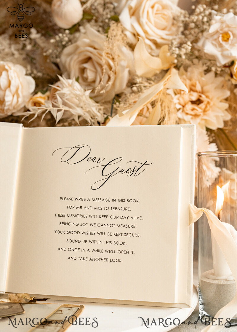 Elegant Ivory Gold Acrylic Wedding Guest Book Personalised & Sign Set with Velvet Instant Photo Book - A Boho Inspired Instax Wedding Photo Guestbook.-22