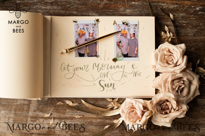 Romantic Wood Wedding GuestBook, Custom Names • Instant Photo Book Boho Engraved wood Instax Wedding Photo Guestbook-2