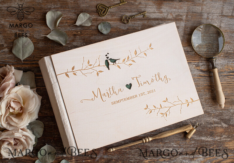Personalized Wedding Guest Book: Capture Your Love Story with the LoveBirds Rustic Instax Instant Photo Guestbook-5