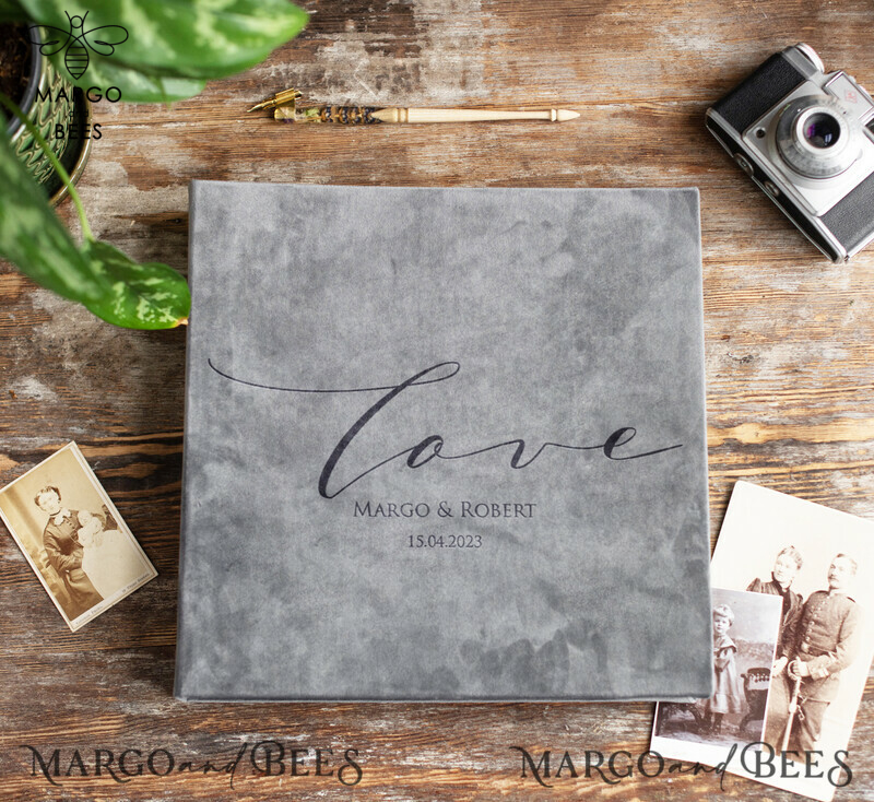 Create Lasting Memories with a Personalised Velvet Grey Instant Photo Book - The Custom Elegant Instax Wedding Photo Guestbook-0