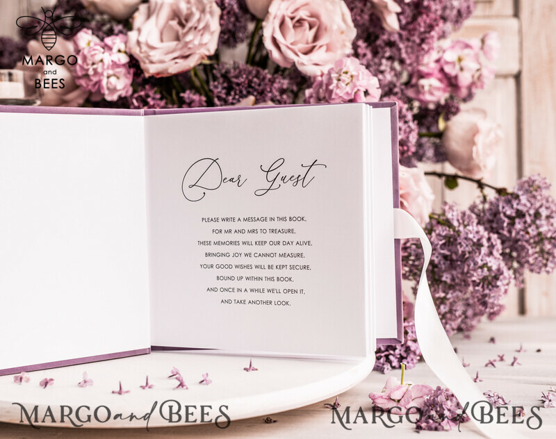 Personalised Mauve Gold Acrylic Wedding Guest Book: Elegant Instax Photo Guestbook with Velvet Dusty Rose Cover-3