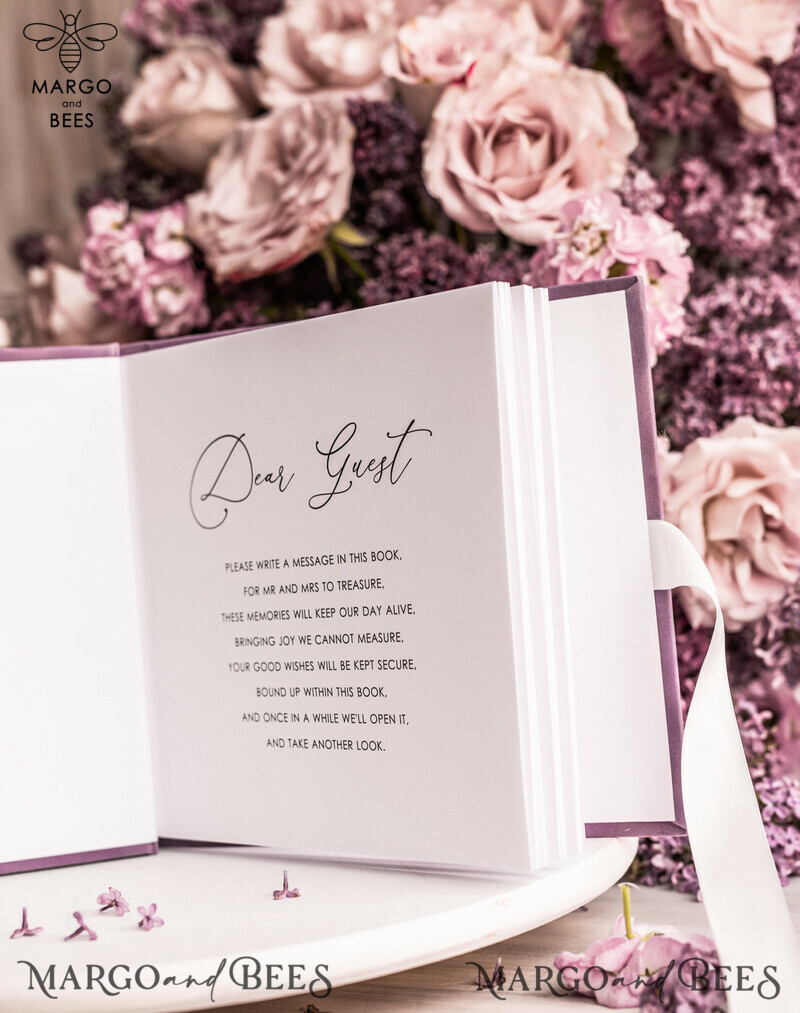 Personalised Mauve Gold Acrylic Wedding Guest Book: Elegant Instax Photo Guestbook with Velvet Dusty Rose Cover-4