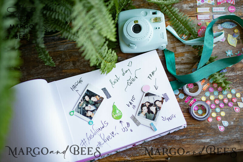 Luxury Wedding GuestBook, Velvet Personalized Wedding Album Photo Booth Book-14