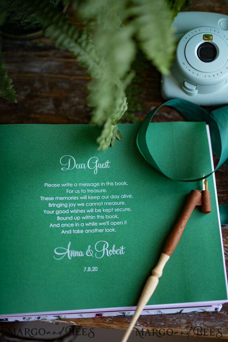 Luxury Wedding GuestBook, Velvet Personalized Wedding Album Photo Booth Book-18