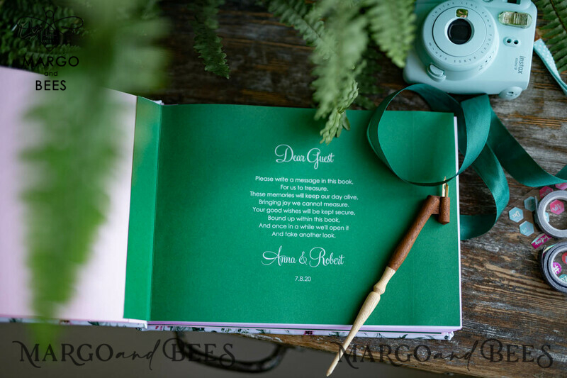Luxury Wedding GuestBook, Velvet Personalized Wedding Album Photo Booth Book-8