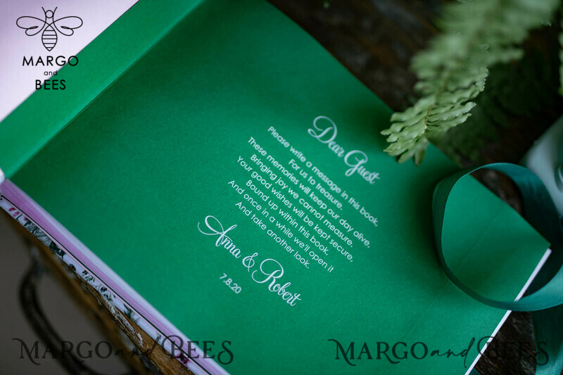 Luxury Wedding GuestBook, Velvet Personalized Wedding Album Photo Booth Book-9
