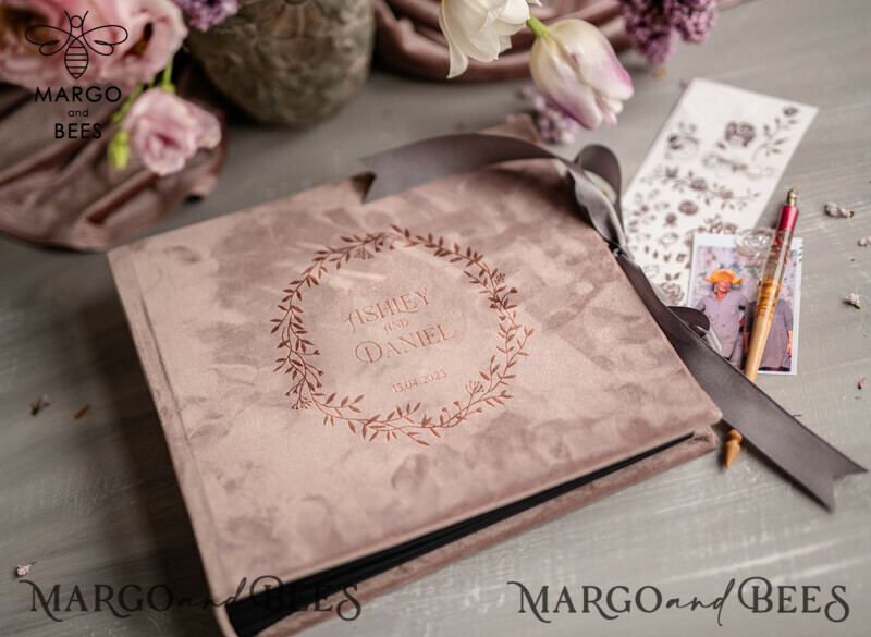 Presonalised Wedding Guest Book, Velvet Personalized Wedding Album • Velvet Photo Booth Book-1