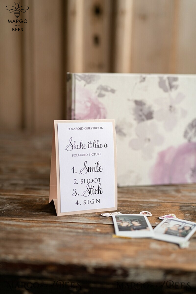 Luxury Wedding GuestBook, Blush Flowers  Instant Photo Book • Boho Elegant Instax Wedding Photo Guestbook-1
